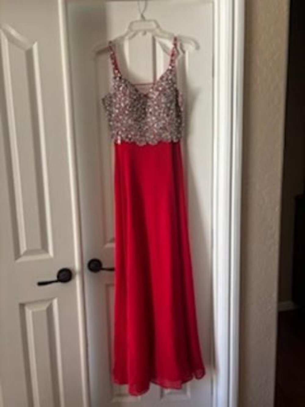 Red and Rhinestone Prom Dress - Picture 2 of 5